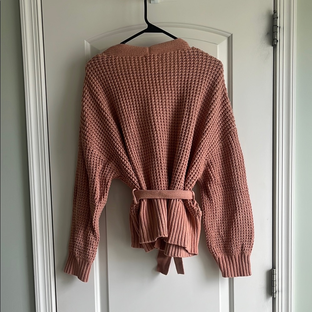 UpWest Dusty Pink Knit Tie-Front Cardigan - Picture 4 of 5